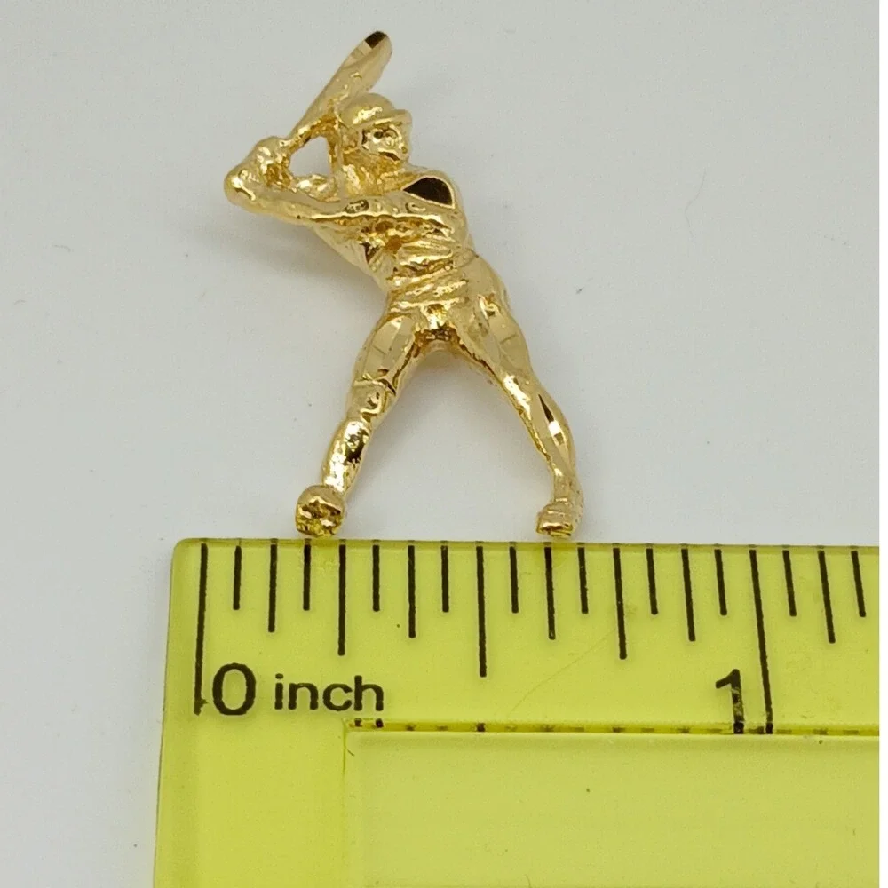 Karatbond Vintage Y2K Baseball Player Batter Charm Gold Made  USA New-Old-Stock